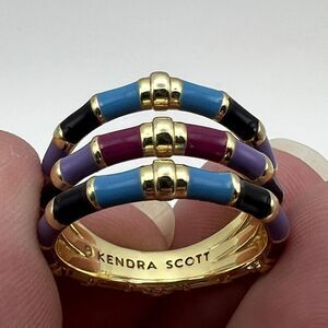 Kendra Scott Essie Triple Band Ring Gold Orchid Mix Size 6.5